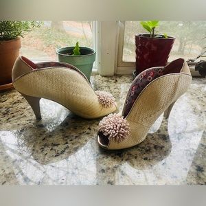 Adorable beaded basket heels